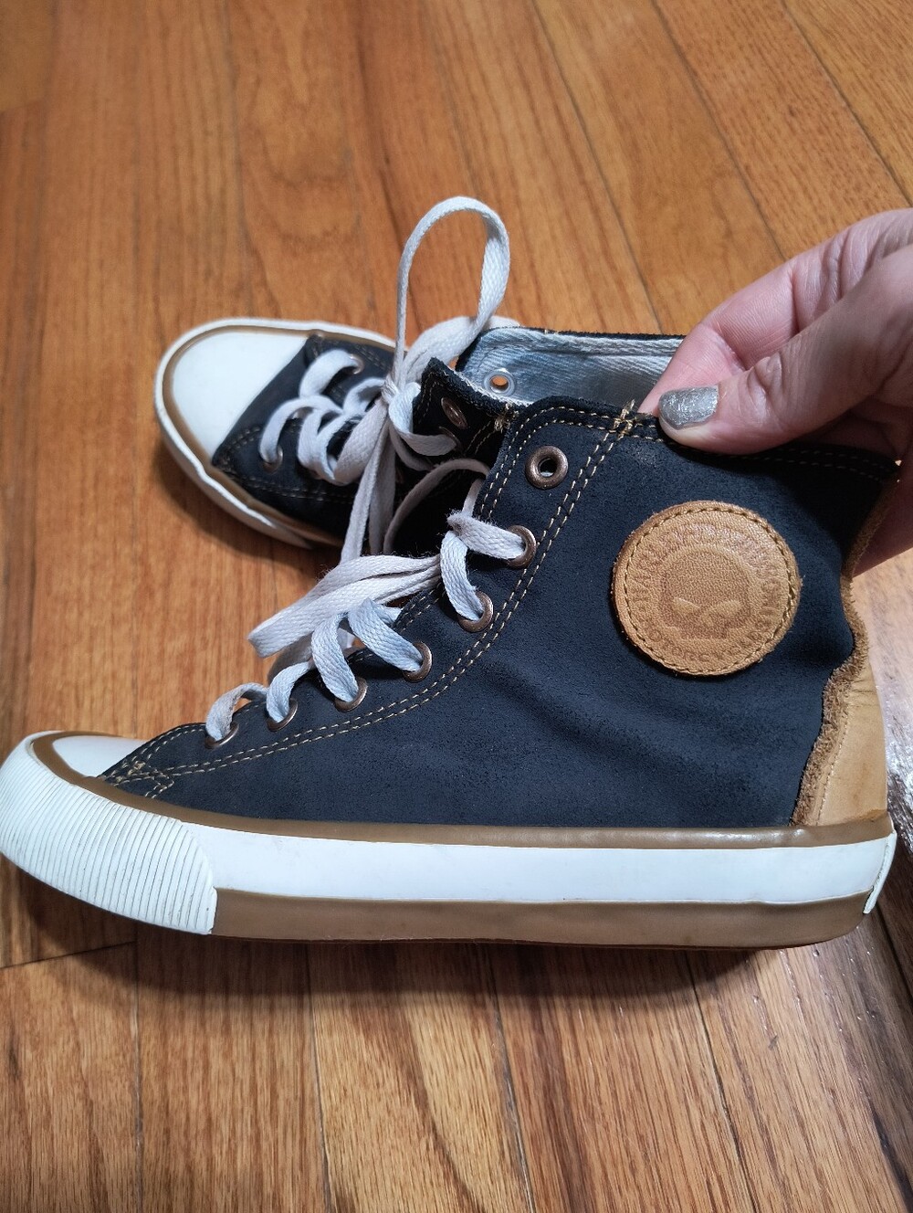 Harley Davidson suede canvas high top shoes, women's size 6